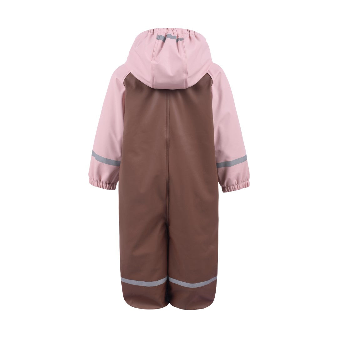 Color kids - Habit de pluie double en polar une pièce, marron et rose 6 mois