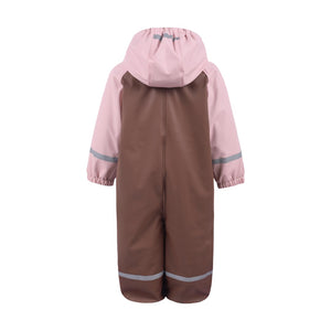 Color kids - Habit de pluie double en polar une pièce, marron et rose 6 mois