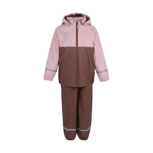 Color kids - Ensemble de pluie doublure en polar, rose et marron