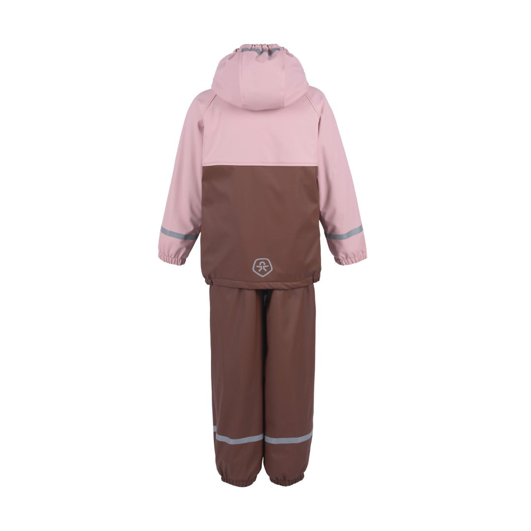 Color kids - Ensemble de pluie doublure en polar, rose et marron