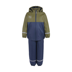 Color kids - Ensemble de pluie doublure en polar, marine et olive