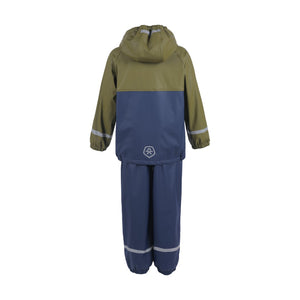 Color kids - Ensemble de pluie doublure en polar, marine et olive